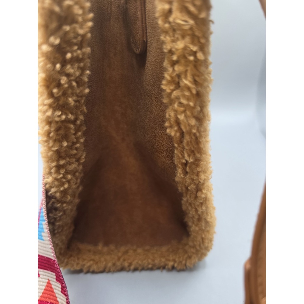 Wrangler Aztec Sherpa Southwestern Tote Crossbody Purse Western Canvas Brown - Picture 6 of 8